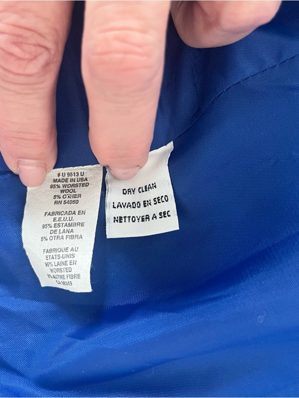 Vintage Christian Dior Blue Wool Double Breasted Military Blazer Jacket Size 6 - Picture 8 of 9